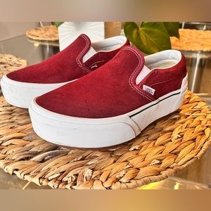 Vans Classic Slip-On Platform Suede sneakers in burgundy